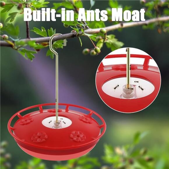 2 Pack 16 OZ Hummingbird Feeders for Outdoor 5 Feeder Ports Ant Bee Proof Leak - Picture 2 of 7